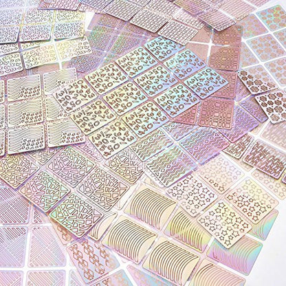 288 Pieces Nail Vinyl Stencils Set - 24 Sheets of Nail Decoration Stickers & Decals in Multicolor