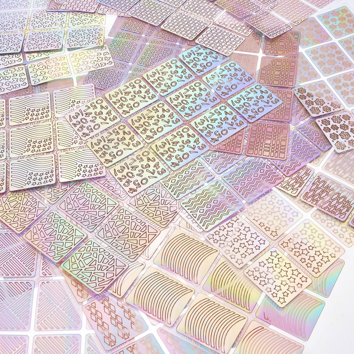 288 Pieces Nail Vinyl Stencils Set - 24 Sheets of Nail Decoration Stickers & Decals in Multicolor - görsel 7