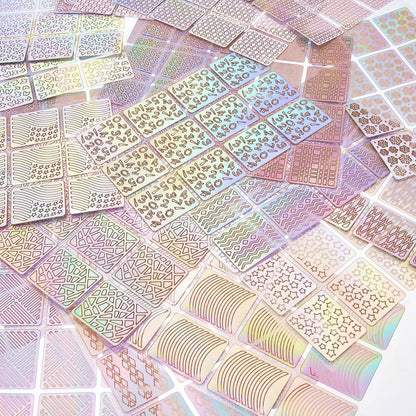 288 Pieces Nail Vinyl Stencils Set - 24 Sheets of Nail Decoration Stickers & Decals in Multicolor