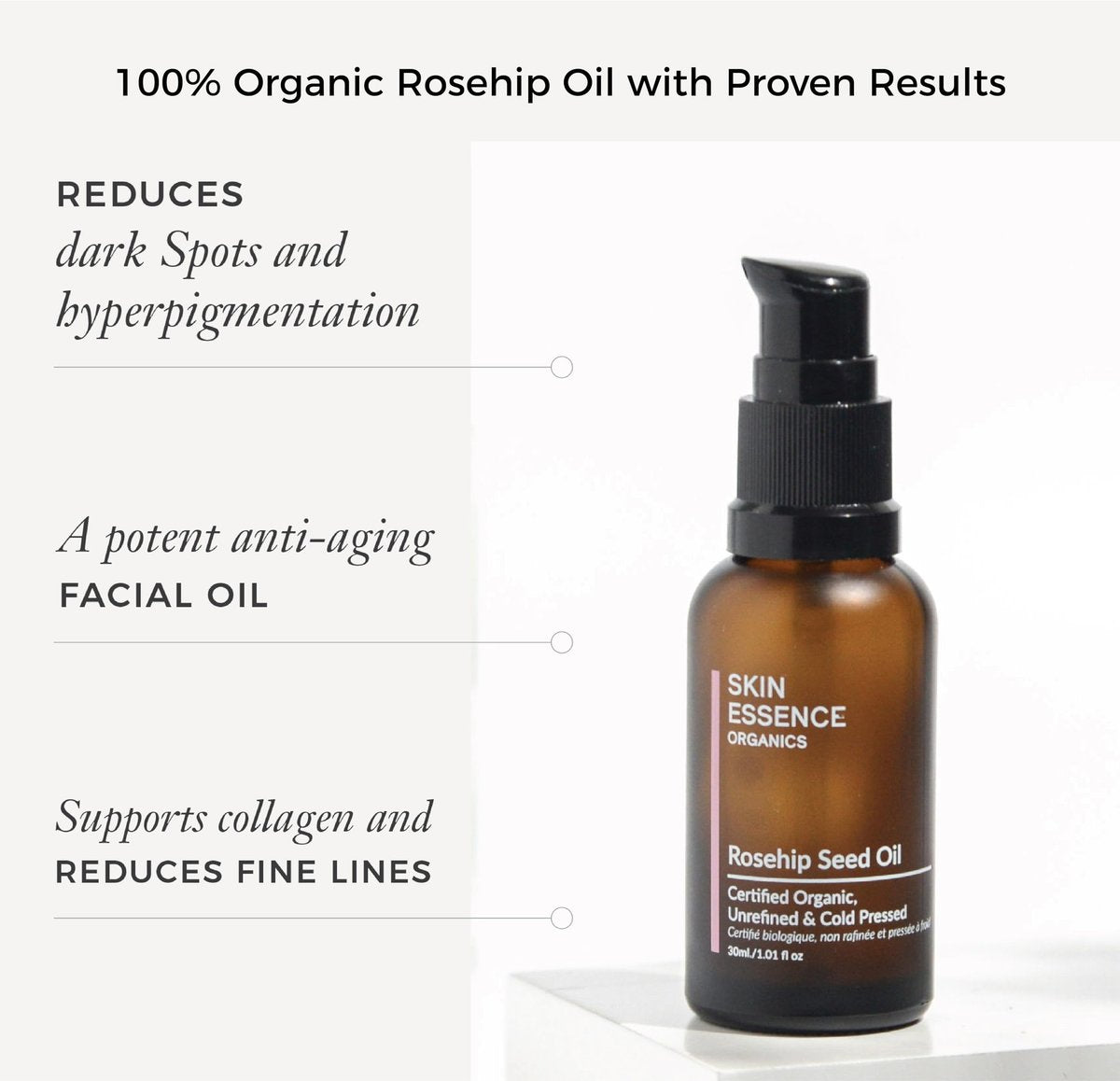 Skin Essence Organics Rosehip Seed Oil - Authentic, Cold-Pressed, & Certified Organic (30ml) - görsel 3