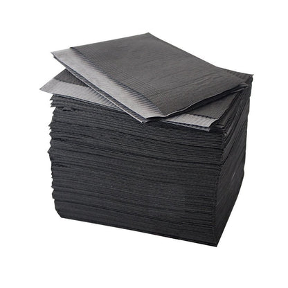 Hisight Disposable Dental Bibs 125-Pack - Black 13x17 Waterproof Tattoo Table Covers & Hygiene Sheets