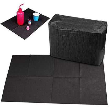 Hisight Disposable Dental Bibs 125-Pack - Black 13x17 Waterproof Tattoo Table Covers & Hygiene Sheets