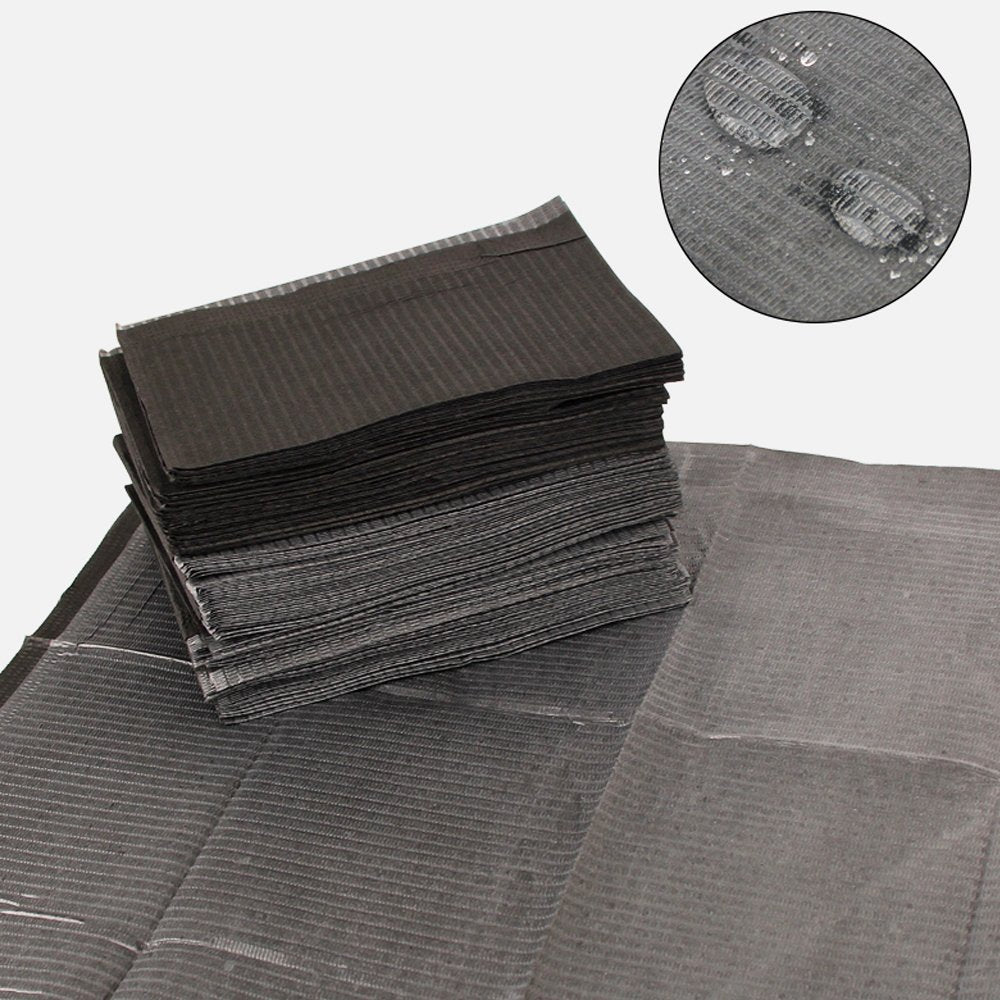 Hisight Disposable Dental Bibs 125-Pack - Black 13x17 Waterproof Tattoo Table Covers & Hygiene Sheets - görsel 5