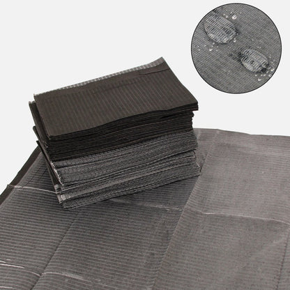 Hisight Disposable Dental Bibs 125-Pack - Black 13x17 Waterproof Tattoo Table Covers & Hygiene Sheets