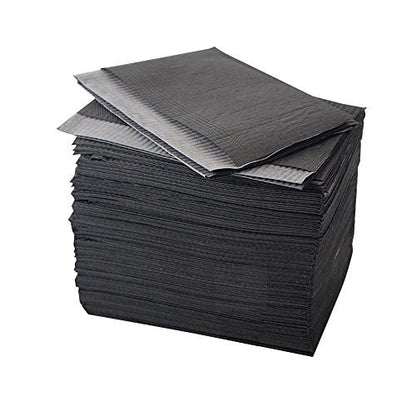 Hisight Disposable Dental Bibs 125-Pack - Black 13x17 Waterproof Tattoo Table Covers & Hygiene Sheets