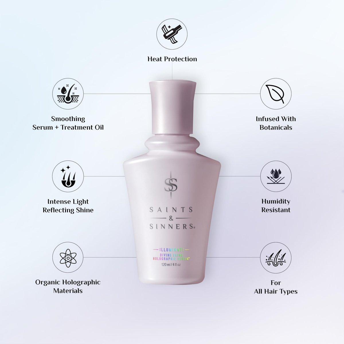 Saints & Sinners Illuminati Divine Shine Holographic Serum - Award-Winning Smoothing Hair Serum with Thermal & Environmental Protection, Adds Brilliant Shine (4 oz) Avelisse