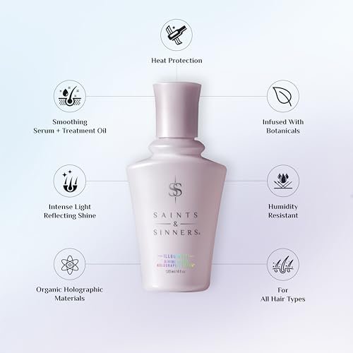 Saints & Sinners Illuminati Divine Shine Holographic Serum - Award-Winning Smoothing Hair Serum with Thermal & Environmental Protection, Adds Brilliant Shine (4 oz) Avelisse