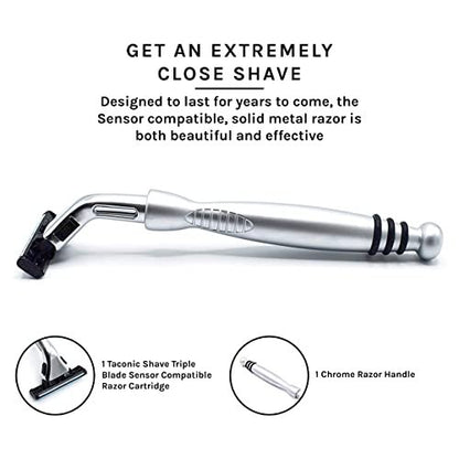 Taconic Shave Heavyweight Triple Blade Pivot Head Razor – Compatible with Gillette Sensor & Sensor Excel – Chrome Finish Avelisse