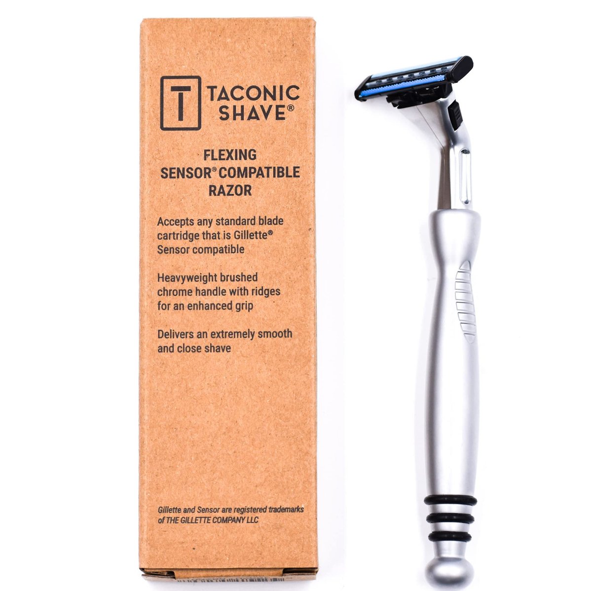 Taconic Shave Heavyweight Triple Blade Pivot Head Razor – Compatible with Gillette Sensor & Sensor Excel – Chrome Finish Avelisse