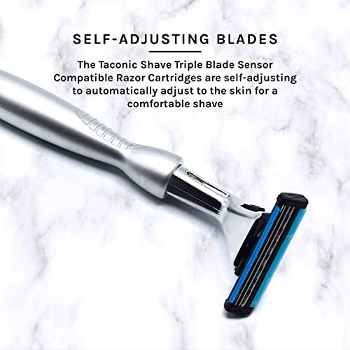 Taconic Shave Heavyweight Triple Blade Pivot Head Razor – Compatible with Gillette Sensor & Sensor Excel – Chrome Finish Avelisse