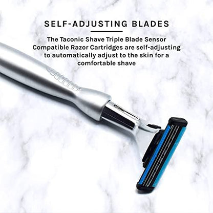 Taconic Shave Heavyweight Triple Blade Pivot Head Razor – Compatible with Gillette Sensor & Sensor Excel – Chrome Finish Avelisse
