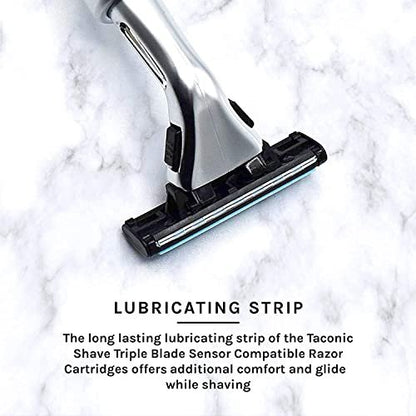 Taconic Shave Heavyweight Triple Blade Pivot Head Razor – Compatible with Gillette Sensor & Sensor Excel – Chrome Finish Avelisse