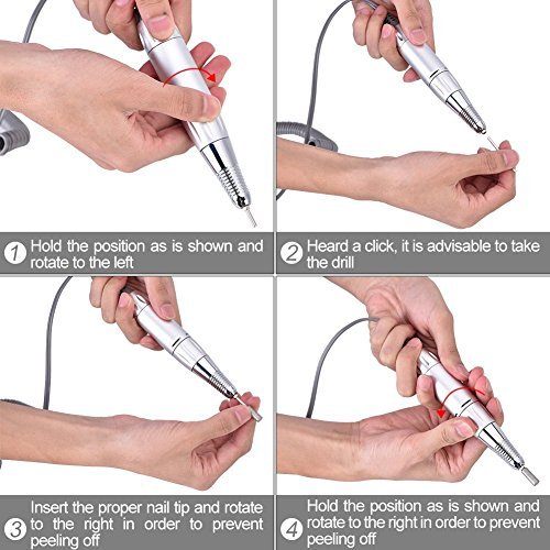 30000 RPM Nail File Drill Machine - Portable Rechargeable Nail Drill E File for Acrylic Nails, Polishing Buffer, Smooth Nails Device Tool Set for Home Salon Manicure (White) - görsel 8