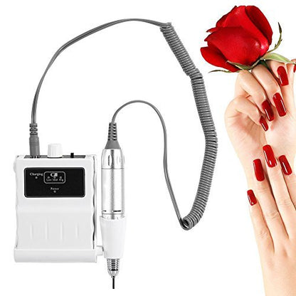 30000 RPM Nail File Drill Machine - Portable Rechargeable Nail Drill E File for Acrylic Nails, Polishing Buffer, Smooth Nails Device Tool Set for Home Salon Manicure (White)