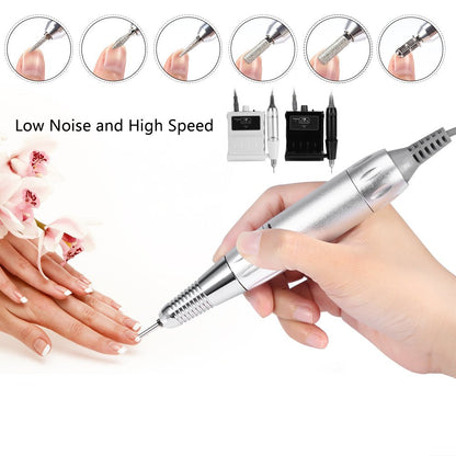 30000 RPM Nail File Drill Machine - Portable Rechargeable Nail Drill E File for Acrylic Nails, Polishing Buffer, Smooth Nails Device Tool Set for Home Salon Manicure (White)