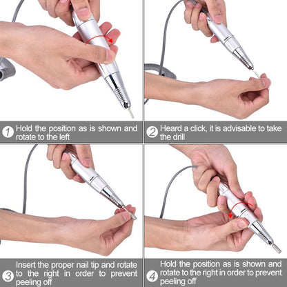 30000 RPM Nail File Drill Machine - Portable Rechargeable Nail Drill E File for Acrylic Nails, Polishing Buffer, Smooth Nails Device Tool Set for Home Salon Manicure (White)