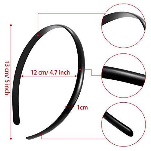 Hicarer 30 Pack Plastic Hair Headband 10 mm Plain No Teeth DIY Hair Bands for Women and Girls (Black) Avelisse