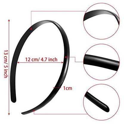 Hicarer 30 Pack Plastic Hair Headband 10 mm Plain No Teeth DIY Hair Bands for Women and Girls (Black) Avelisse