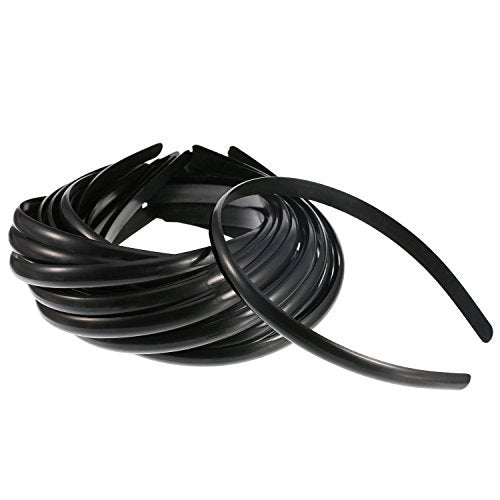 Hicarer 30 Pack Plastic Hair Headband 10 mm Plain No Teeth DIY Hair Bands for Women and Girls (Black) Avelisse