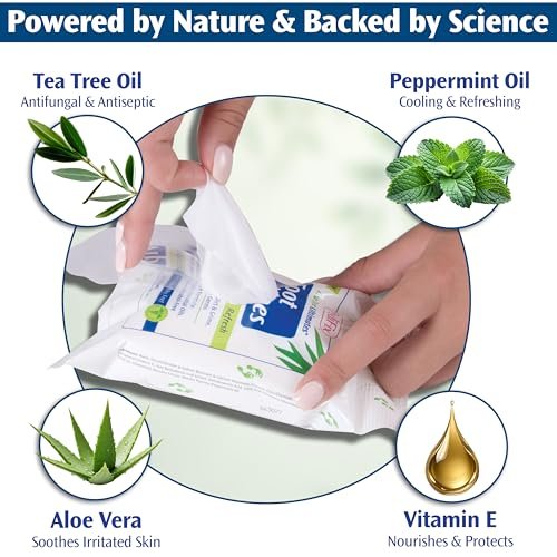 PediFix Tea Tree Ultimates Foot Wipes – Natural Deodorizing & Cleansing with Tea Tree Oil, Peppermint & Aloe Vera for Odor & Sweat Relief, 25 Count - görsel 4