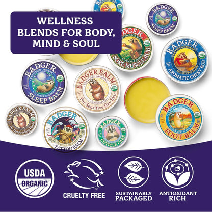 Badger Organic Tattoo Balm – Soothing, Moisturizing Tattoo Aftercare Cream with Herbal Scent, 2 oz Tin Avelisse