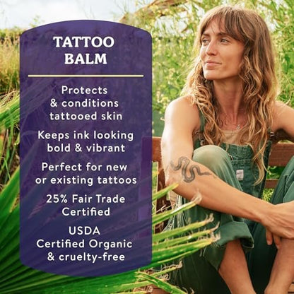 Badger Organic Tattoo Balm – Soothing, Moisturizing Tattoo Aftercare Cream with Herbal Scent, 2 oz Tin Avelisse