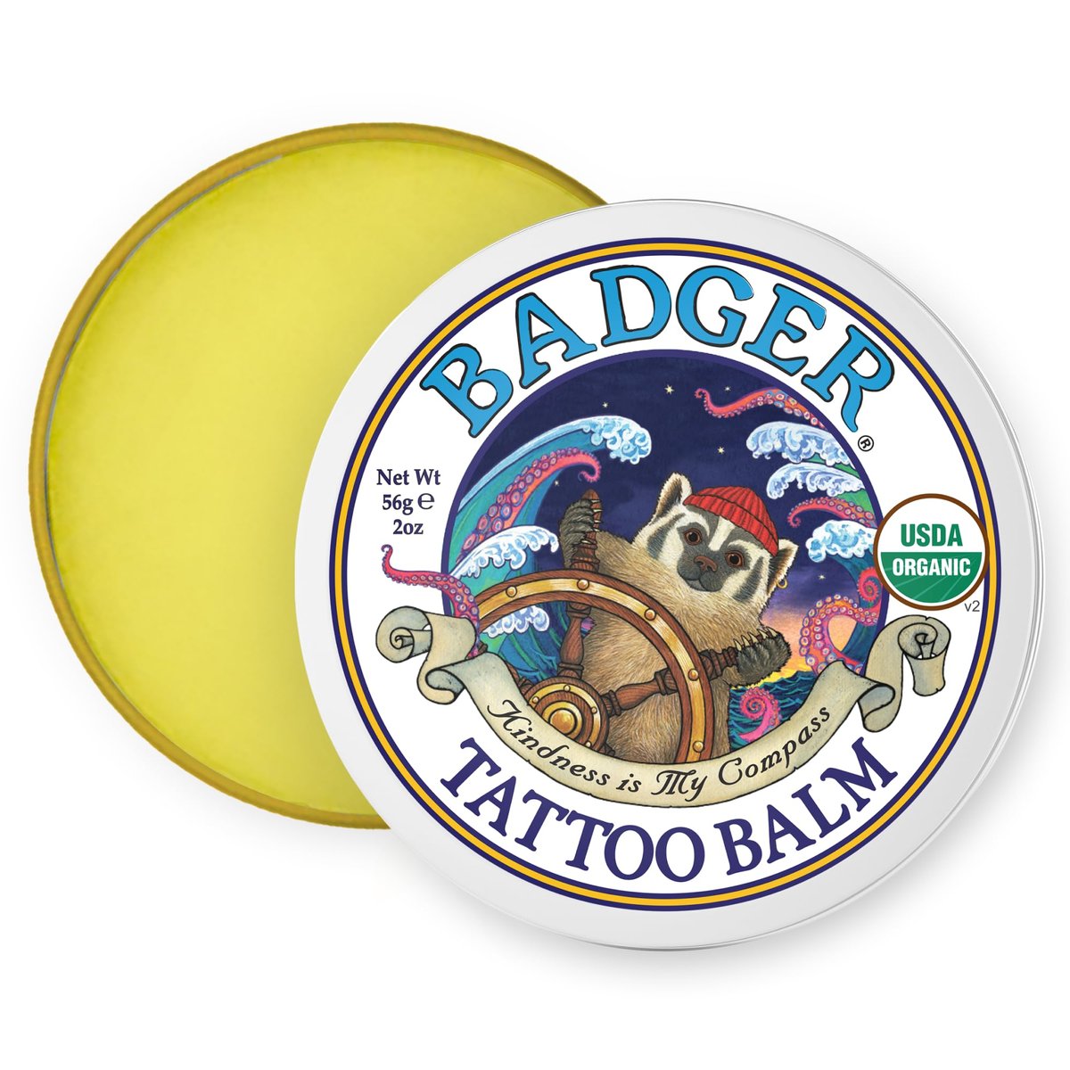 Badger Organic Tattoo Balm – Soothing, Moisturizing Tattoo Aftercare Cream with Herbal Scent, 2 oz Tin Avelisse