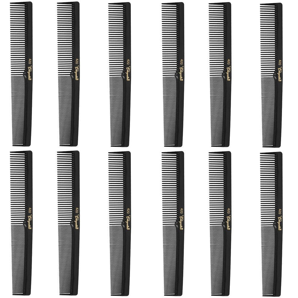 Krest Cleopatra 420 7" Flat Square Back Barber Hair Comb (12 Pack) - Professional Salon Comb - görsel 1