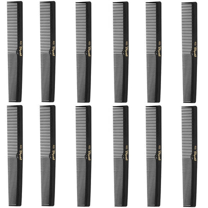 Krest Cleopatra 420 7" Flat Square Back Barber Hair Comb (12 Pack) - Professional Salon Comb