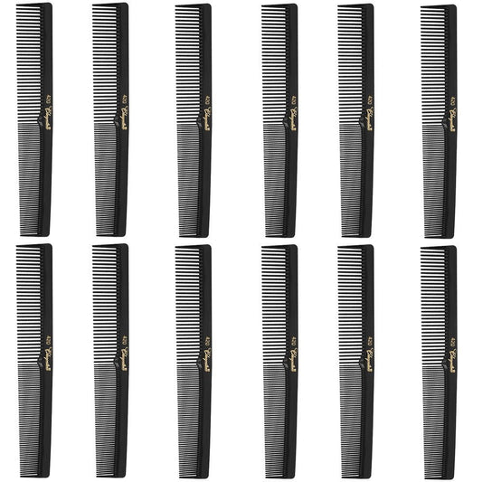 Krest Cleopatra 420 7" Flat Square Back Barber Hair Comb (12 Pack) - Professional Salon Comb