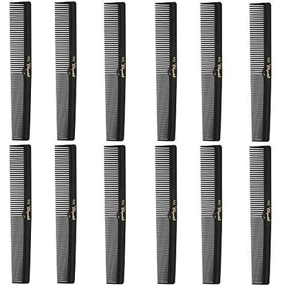 Krest Cleopatra 420 7" Flat Square Back Barber Hair Comb (12 Pack) - Professional Salon Comb