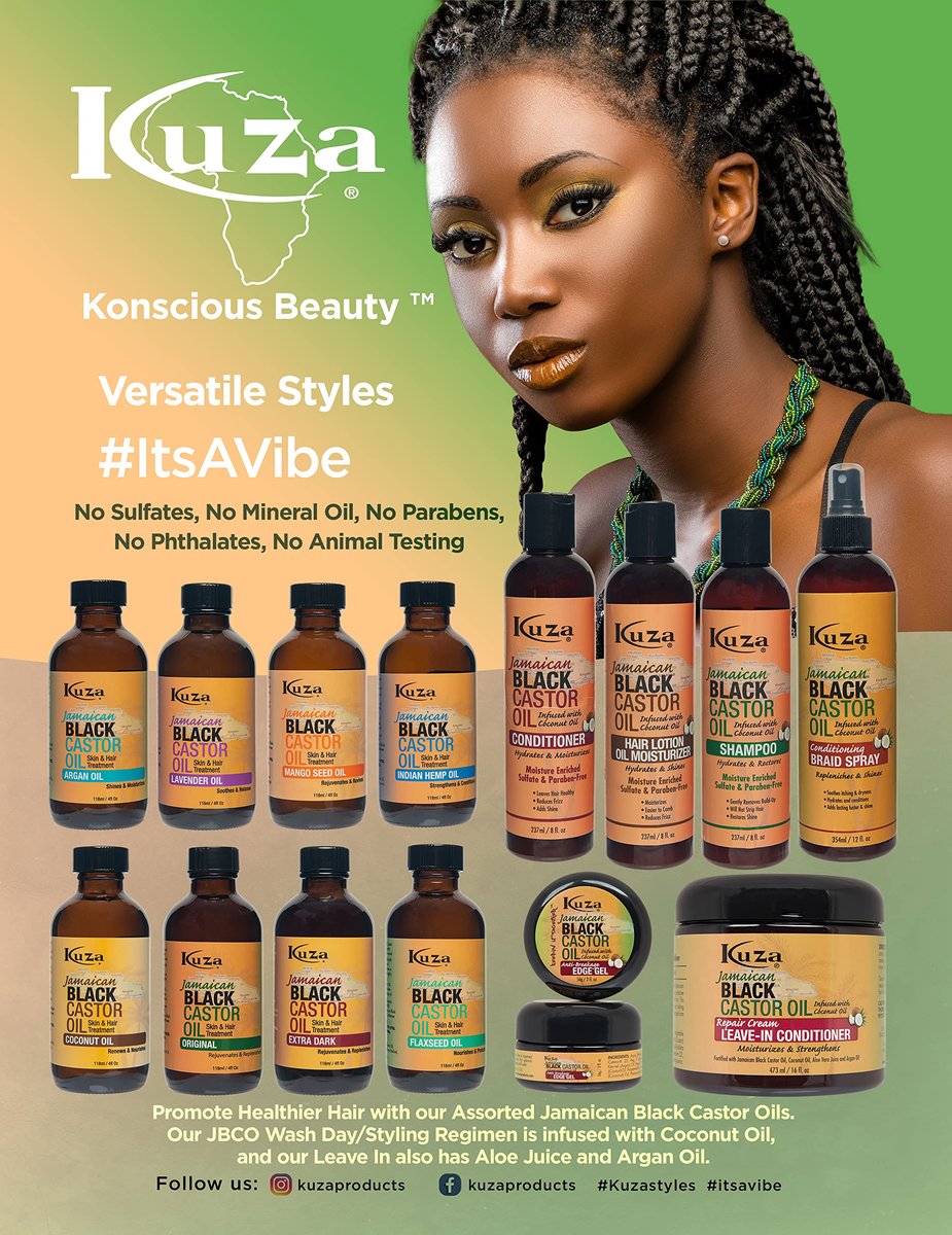 Kuza Jamaican Black Castor Oil Leave-In Conditioner - 16 oz (Pack of 2) - Moisturizing & Strengthening Hair Treatment Avelisse