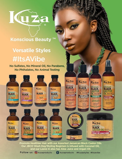 Kuza Jamaican Black Castor Oil Leave-In Conditioner - 16 oz (Pack of 2) - Moisturizing & Strengthening Hair Treatment Avelisse