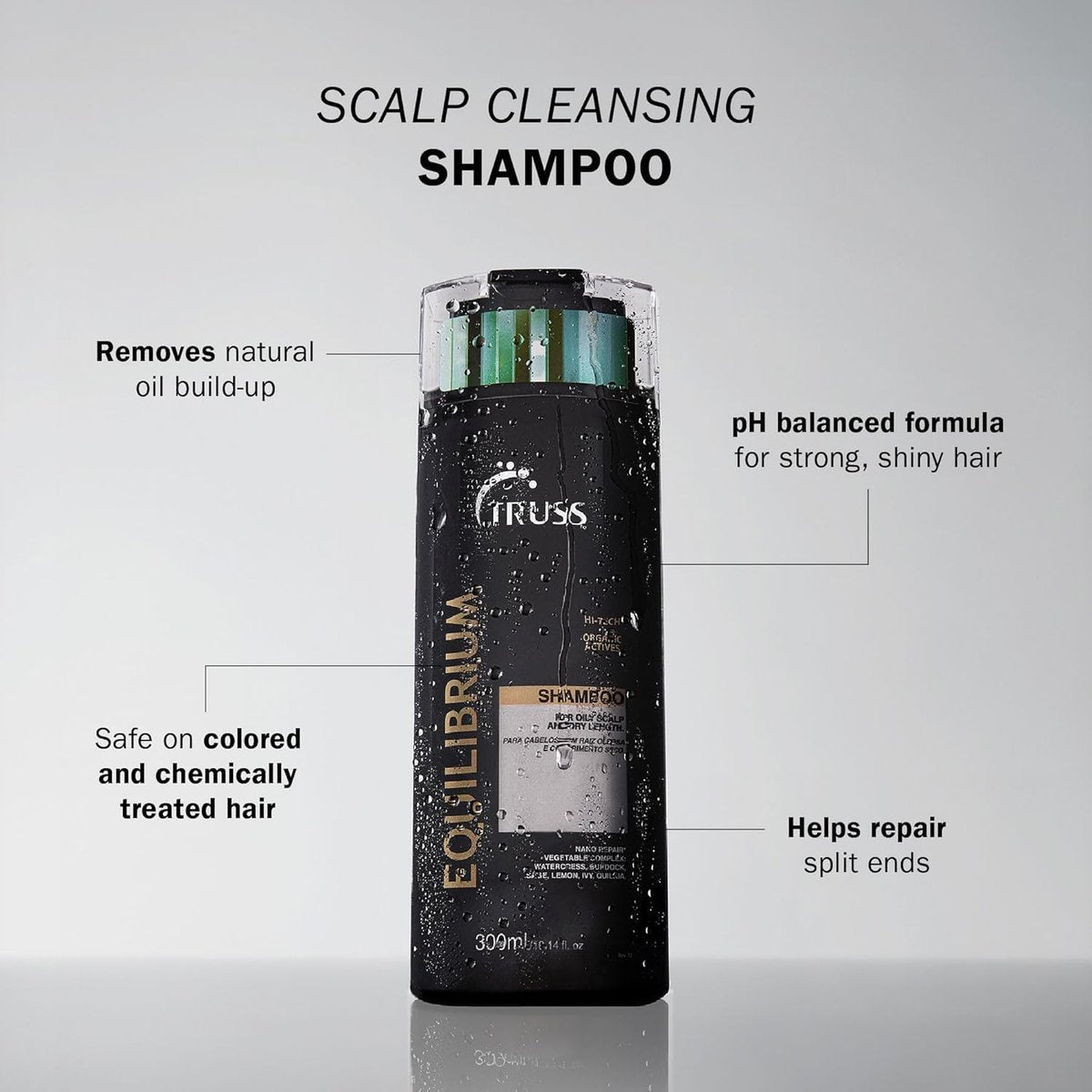 TRUSS Equilibrium Shampoo for Oily Hair - Itchy Scalp Treatment for Color-Treated Hair - 10.14 oz Avelisse