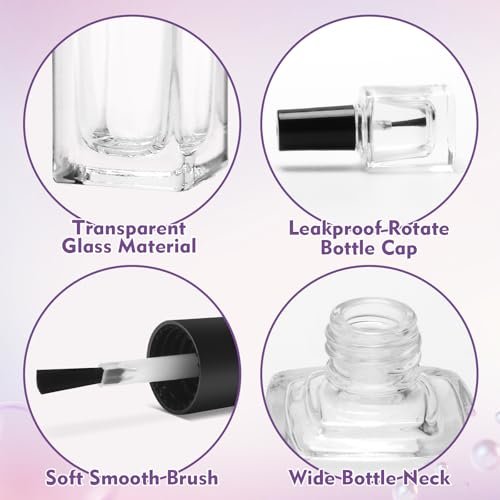 AHIER Empty Nail Polish Clear Bottles with Brush Cap Funnel and Mixing Ball (7ml, 5 Pack) - görsel 5