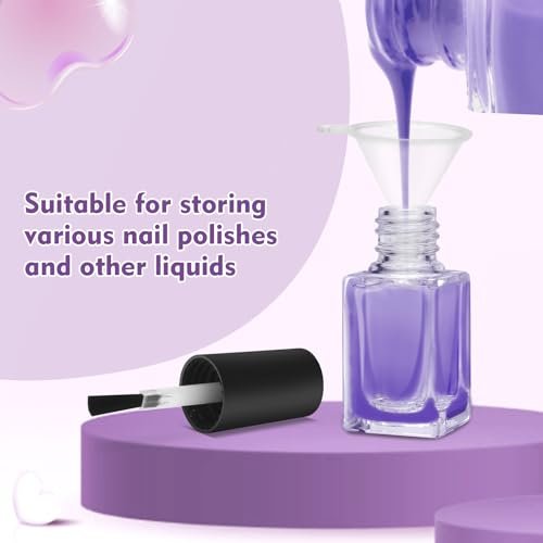 AHIER Empty Nail Polish Clear Bottles with Brush Cap Funnel and Mixing Ball (7ml, 5 Pack) - görsel 9