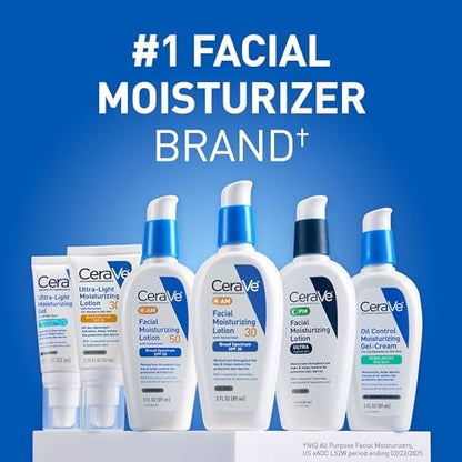 CeraVe Ultra-Light Moisturizing Lotion With SPF 30 - Daily Face Moisturizer with Broad Spectrum SPF, Hyaluronic Acid & Ceramides, Oil-Free Matte Finish, 1.7 oz Avelisse