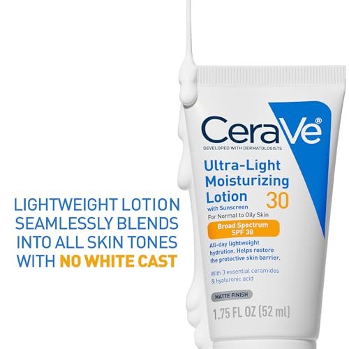 CeraVe Ultra-Light Moisturizing Lotion With SPF 30 - Daily Face Moisturizer with Broad Spectrum SPF, Hyaluronic Acid & Ceramides, Oil-Free Matte Finish, 1.7 oz Avelisse