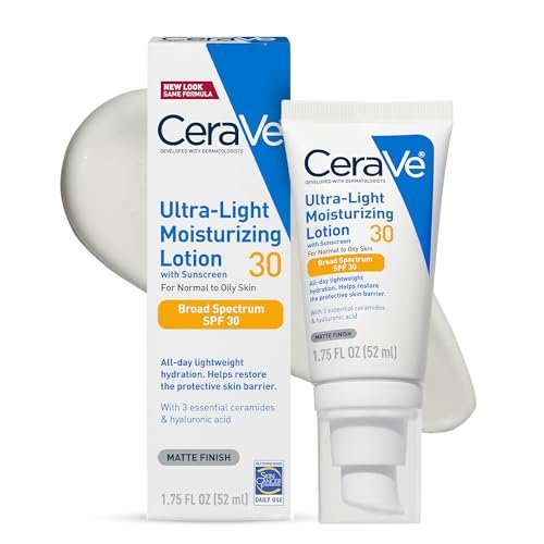 CeraVe Ultra-Light Moisturizing Lotion With SPF 30 - Daily Face Moisturizer with Broad Spectrum SPF, Hyaluronic Acid & Ceramides, Oil-Free Matte Finish, 1.7 oz Avelisse