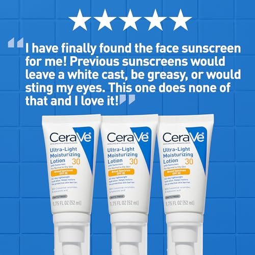 CeraVe Ultra-Light Moisturizing Lotion With SPF 30 - Daily Face Moisturizer with Broad Spectrum SPF, Hyaluronic Acid & Ceramides, Oil-Free Matte Finish, 1.7 oz Avelisse