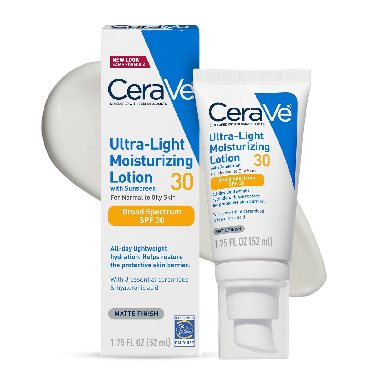 CeraVe Ultra-Light Moisturizing Lotion With SPF 30 - Daily Face Moisturizer with Broad Spectrum SPF, Hyaluronic Acid & Ceramides, Oil-Free Matte Finish, 1.7 oz Avelisse