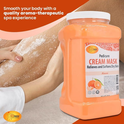 SPA REDI Body and Foot Cream Mask – Mandarin, 128 oz – Hydrating Pedicure Massage with Hyaluronic Acid & Amino Acids Avelisse