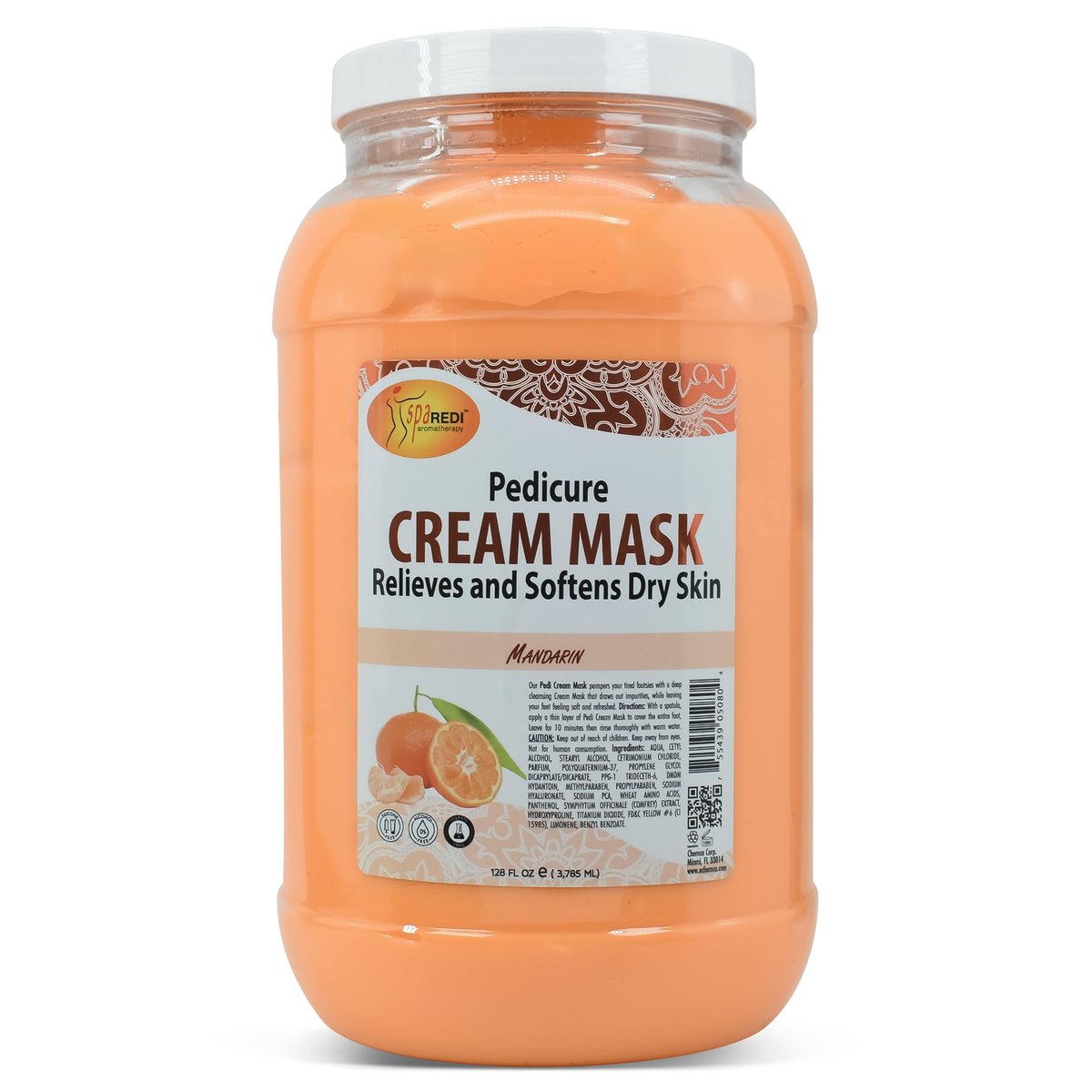 SPA REDI Body and Foot Cream Mask – Mandarin, 128 oz – Hydrating Pedicure Massage with Hyaluronic Acid & Amino Acids Avelisse