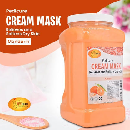 SPA REDI Body and Foot Cream Mask – Mandarin, 128 oz – Hydrating Pedicure Massage with Hyaluronic Acid & Amino Acids Avelisse