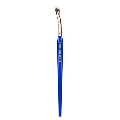 Bdellium Tools Professional Golden Triangle 730 Bent Mascara Fan Brush - Vegan Synthetic Fibers, Blue Avelisse