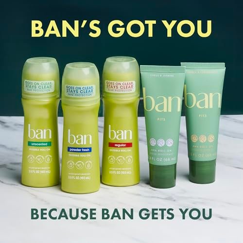 Ban Original Unscented 24-Hour Invisible Antiperspirant Roll-On Deodorant, 4-Pack, 3.5 oz Each, Clear - görsel 4