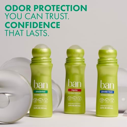 Ban Invisible Roll-on Antiperspirant Deodorant for Women and Men, Unscented, 24-Hour Odor & Sweat Protection, 3.5 oz (Pack of 2) - görsel 16