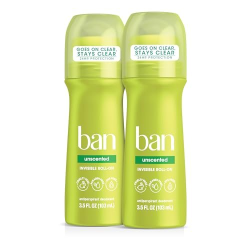 Ban Invisible Roll-on Antiperspirant Deodorant for Women and Men, Unscented, 24-Hour Odor & Sweat Protection, 3.5 oz (Pack of 2) - görsel 2