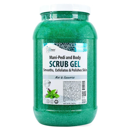 SPA REDI Exfoliating Scrub Pumice Gel - Mint & Eucalyptus, 128 oz - Professional Manicure, Pedicure & Body Exfoliator with Hyaluronic Acid, Amino Acids, Panthenol & Comfrey Extract Avelisse