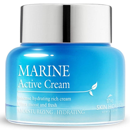 THE SKIN HOUSE Marine Active Cream 1.69 fl.oz – Deep Hydration Rich Moisturizer with Hyaluronic Acid, Betaine, Squalane, Spirulina for Dry Skin | Korean Skincare 50ml